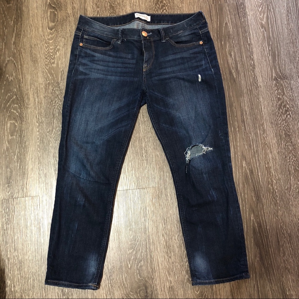 Boyfriend fit cropped jeans - dark wash